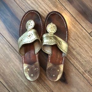 Hamptons Metallic Leather Whipstitched Sandals